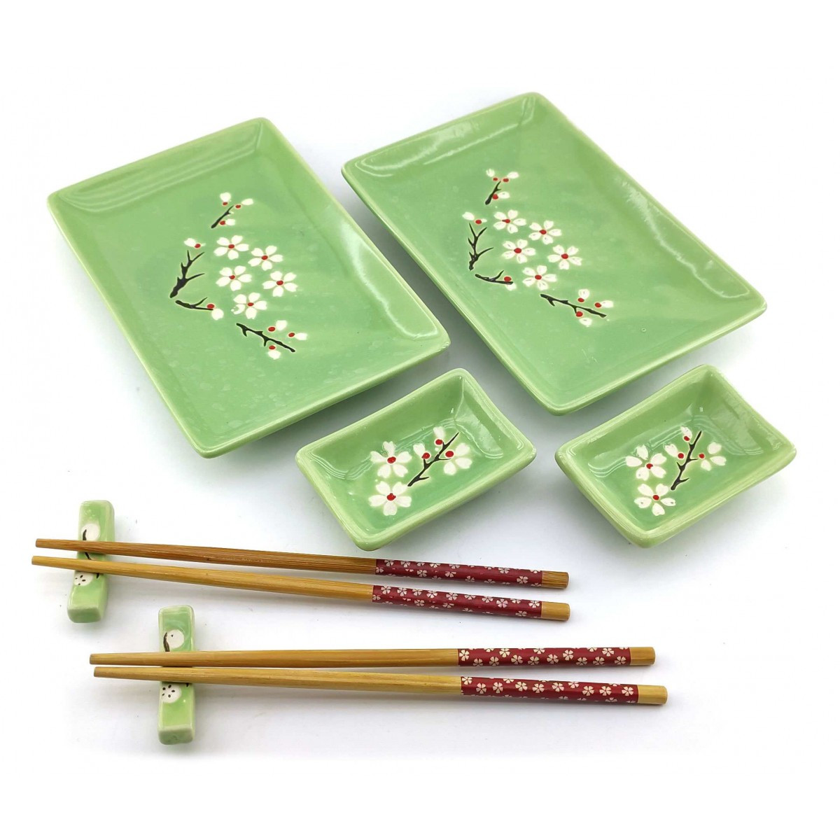 Набір посуду для їжі ролів і суші зелений керамічний Сакура