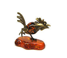 Мініатюра з бронзи та бурштину Петух