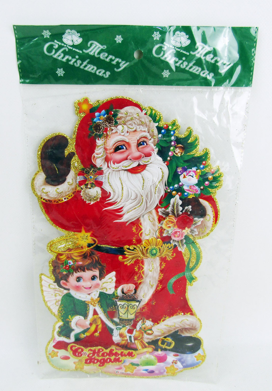 УЦЕНКА 30% Новогоднее украшение Дед Мороз в п/э 20*40*1см /600/