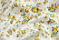 Сатин "В'юнкі трояндочки" жовті на молочному тлі, №4062с, фото 3