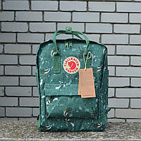 Рюкзачок в школу подростку зеленого цвета Fjallraven Kanken Classic. Рюкзак школьнику с ярким принтом 16л