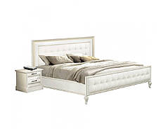 Ліжко двоспальне С-2 корпус ДСП Білий, фасад МДФ Білий / Срібло 160х200 см (Скай ТМ)