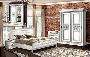 Спальня С-2 корпус ДСП Білий, фасад МДФ Білий / Срібло комплект No1 (Скай ТМ)