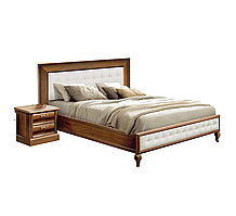 Ліжко двоспальне С-2 корпус ДСП горіх Караваджо, фасад МДФ горіх Італійський 160х200 см (Скай ТМ)