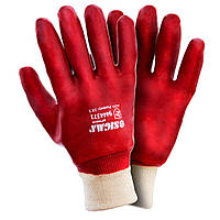 Перчатки трикотажные с полным ПВХ покрытием р10 (красные манжет) 120пар Sigma 9444371
