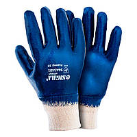 Трикотажні рукавички з повним нітриловим покриттям р10 (сині манжет) Sigma 9443401