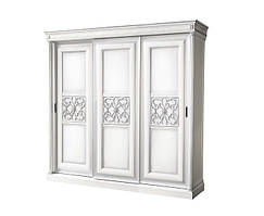 Шафа-купе С-2 тридверний корпус ДСП Білий, фасад МДФ Білий / Срібло (Скай ТМ)