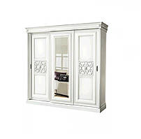 Шафа-купе С-2 тридверний корпус ДСП Білий, фасад МДФ Білий / Срібло із дзеркалом (Скай ТМ)