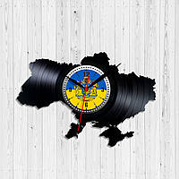 Украина декор на стену Часы Украина Часы карта Украины Часы виниловые Часы черные Часы на стену Размер 30 см