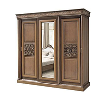 Шафа-купе С-2 тридверний корпус ДСП горіх Караваджо, фасад МДФ горіх Італійський із дзеркалом (Скай ТМ)