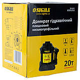 Домкрат гідравлічний пляшковий низькопрофільний 20т H 185-355мм Sigma 6101211, фото 4