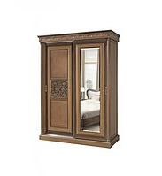 Шафа-купе С-2 дводверний корпус ДСП горіх Караваджо, фасад МДФ горіх Італійський із дзеркалом (Скай ТМ)