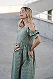 Сукня для вагітних та годуючих з вишитої бавовни із секретом для годування колір хакі, 3710753-Х, фото 3
