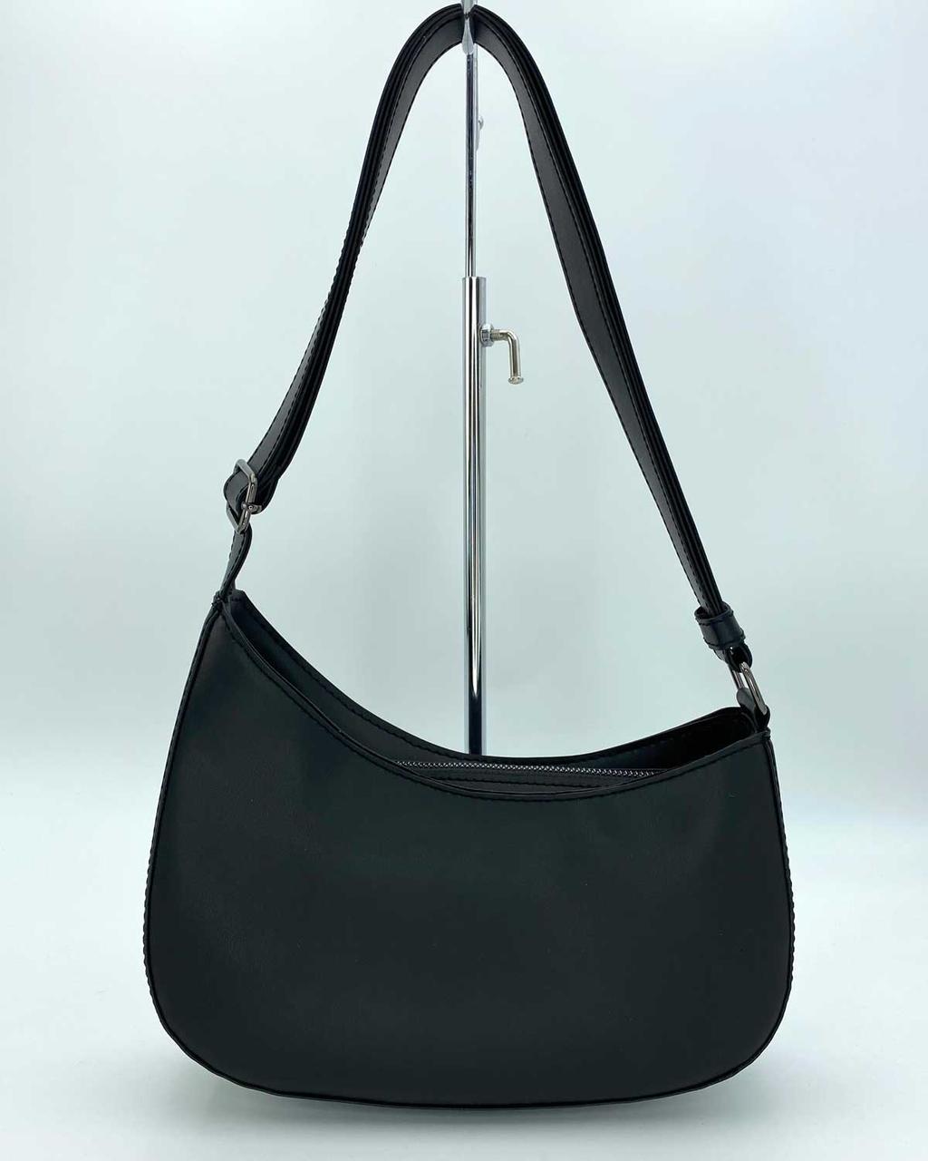 Женская ассиметричная сумка клатч Welassie черная на одно плечо, Молодежная маленькая сумочка черного цвета - фото 2 - id-p243592340