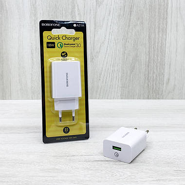 Сетевое зарядное устройство BOROFONE BA21A 3A 18W 1USB QC 3.0 (белое), фото 2