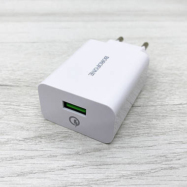 Сетевое зарядное устройство BOROFONE BA21A 3A 18W 1USB QC 3.0 (белое), фото 3