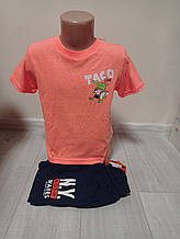 Літній костюм для хлопчика Тако Туреччина футболка та шорти бавовна на 3-6 років оранжевий