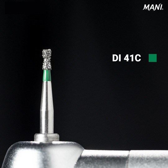 Алмазний бор DI-41C. Подвійний зворотний конус (ISO 032/011), зелений.