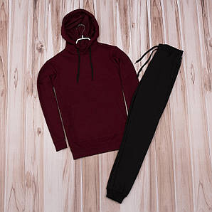 Спортивний костюм чоловічий бордовий однотонний Комплект Худі та штани спортивні на манжетах Весна-літо