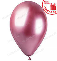Воздушные шарики (33 см), 5 шт, Италия, розовый (хром)