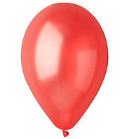 Воздушные шарики (25 см) 10 шт, цвет - красный (металлик)