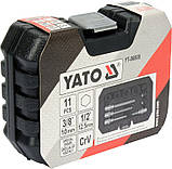 Комплект насадок 6-г. для гальмових суппортів авто (квадр-3/8"/1/2) 7-22 мм 11 шт. Yato YT-06808 (Польща), фото 4