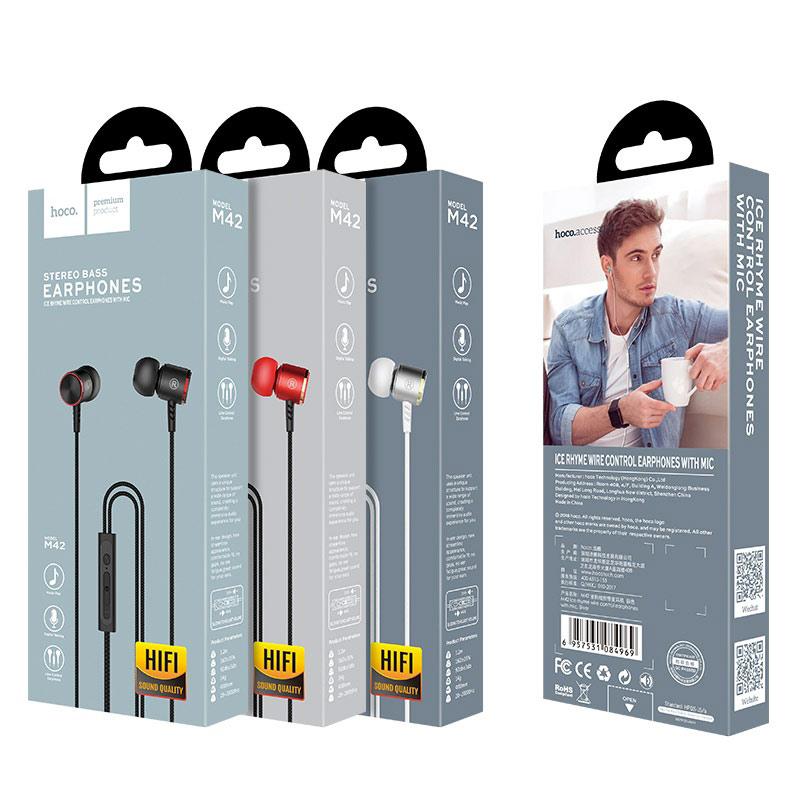 Навушники з мікрофоном провідні Hoco M42 Ice Rhyme 3.5mm Black