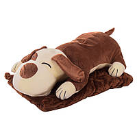 Al Мягкая игрушка-плед HB09 собака 60 см + плед 175*100 (Темно коричневый)
