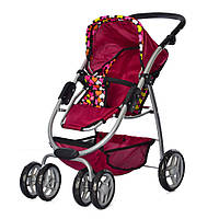 Al Коляска для ляльок 9662 Трансформер 4в1 (Бордовий із серцем)