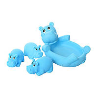 Іграшка для купання пищалка 522-3-4 в сітці  Синій бегемот