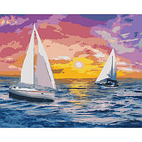 Al Красивая картина раскраска по номерам цифрам Морской пейзаж "Встречая рассвет" KHO2731, 40х50 см живопись