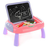 Al Столик з магнітною дошкою двосторонній 23188-7 цифри, літери (англ.), маркери (Рожевий)