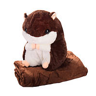Al М'яка іграшка-плед P1974 хом'як 33 см + плед 150*125 см (Темно коричневий)