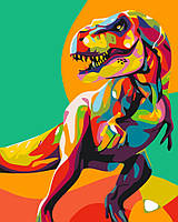 Al Красива картина розмальовка за номерами цифр "Райдужний тиранозавр" Brushme GX35668 40х50 см живопис