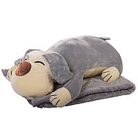 Al М'яка іграшка-плед HB09 собака 60 см + плед 175*100 (Сірий)