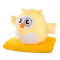 Al М'яка іграшка-плед P1973 сова 30 см + плед 190*95 см (Жовтий)
