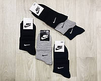 Носки демисезонные 12 пар спортивные средние из хлопка Nike Турция размер 36-40 тёмный микс