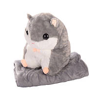 Al М'яка іграшка-плед P1974 хом'як 33 см + плед 150*125 см (Сірий)