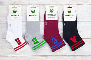 Жіночі шкарпетки теніс шкарпетки стрейч Mirabello з буквами 36-40 12 шт в уп мікс 4 кольорів