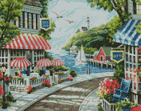 Алмазна мозаїка AMO7008 Яскраве містечко, 40x50см. Ideyka на підрамнику, фото 1