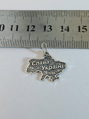 Срібний кулон карта України слава Україні DARIY 702-1кул, фото 3
