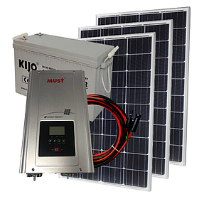 1кВт Дача-800 автономна сонячна станція з ФЕМ 800Вт з інвертором 1кВт 12В АКБ AGM 3,8 kВт*год