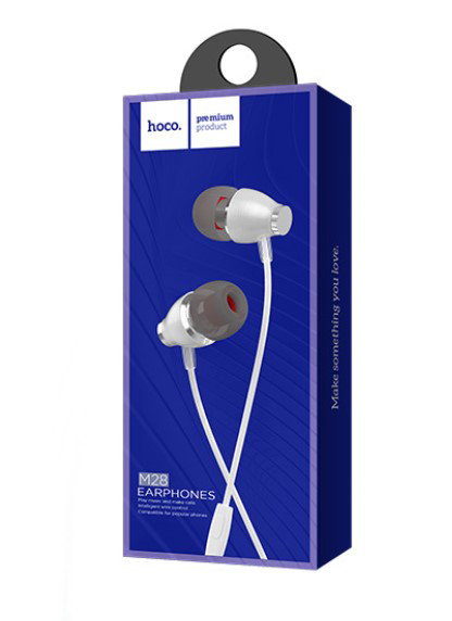 Навушники з мікрофоном провідні Hoco M28 Ariose 3.5mm White