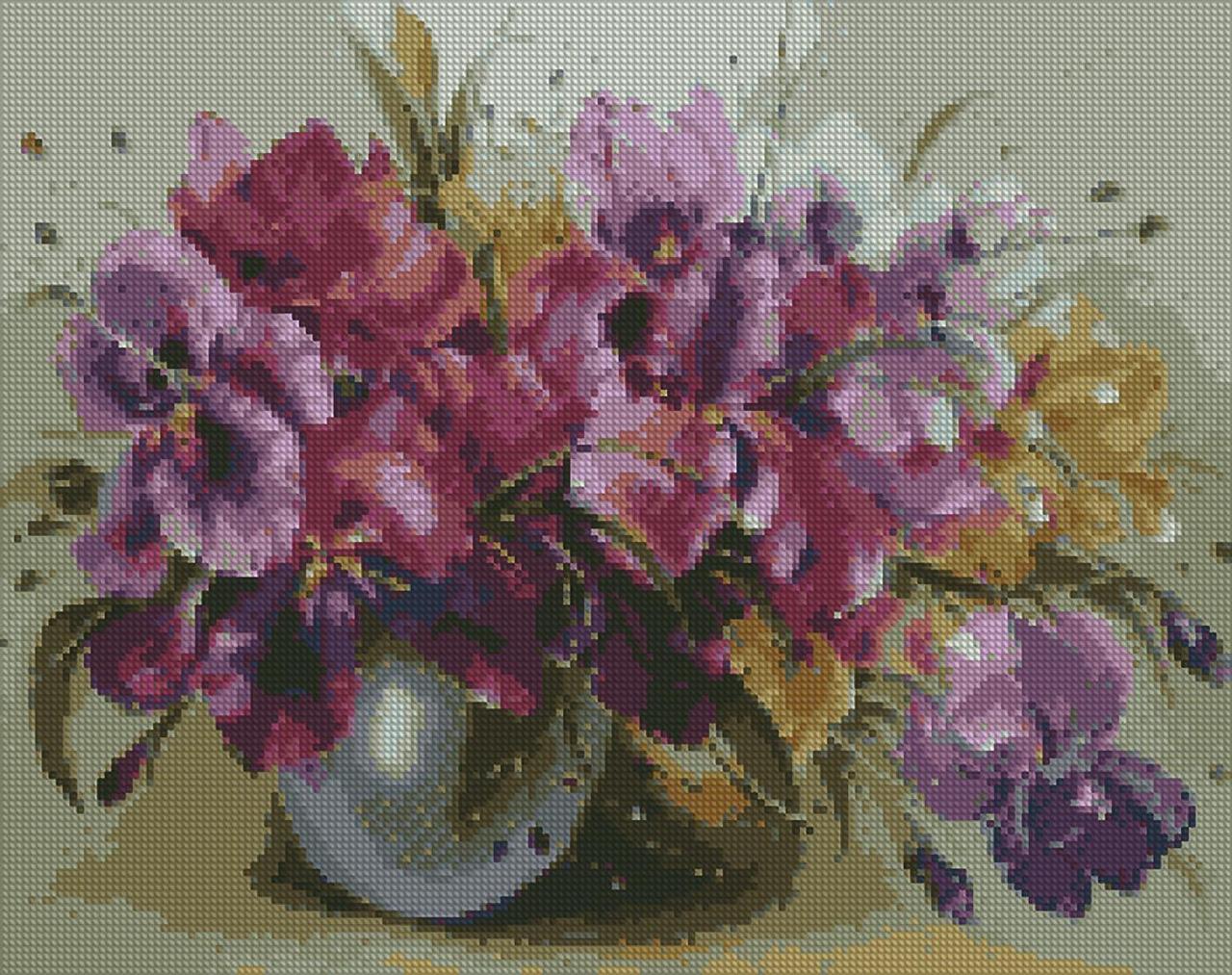 Алмазна мозаїка AMO7019 Букет яскравих ірисів, 40x50см. Ideyka на підрамнику
