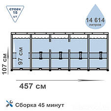 Каркасний басейн Intex 26724-1, 457-107см (драбина, тент, підстилка), фото 4