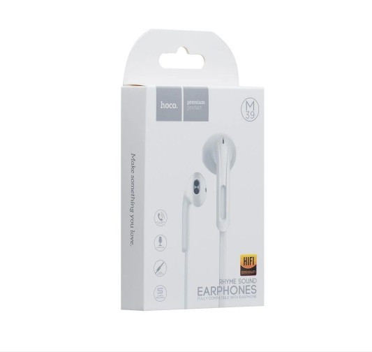 Навушники з мікрофоном провідні Hoco M39 Rhyme Sound 3.5mm White