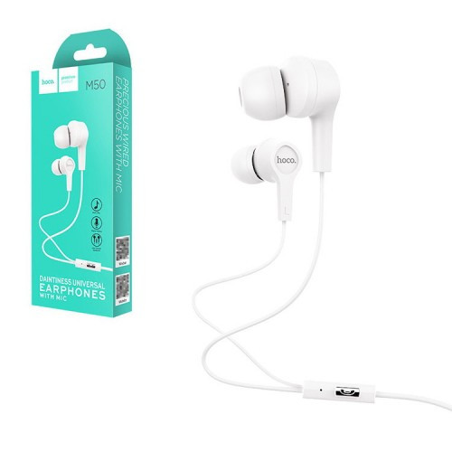 Навушники з мікрофоном провідні Hoco M50 Daintiness 3.5mm White