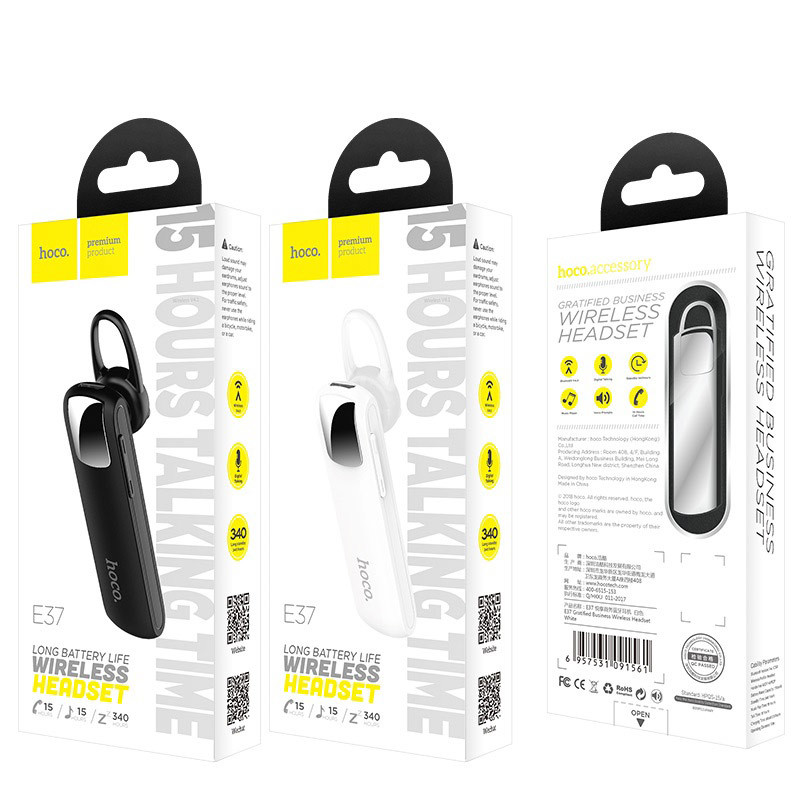 Гарнітура Bluetooth Hoco E37 Black