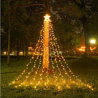 Гирлянда занавес огней со звездой рождественская елка Топпер 350 Leds Водопад Свет струнная фея огни Xmas
