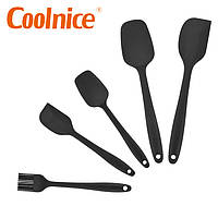 Набор кухонных лопаток из силикона 5 предметов черный Coolnice